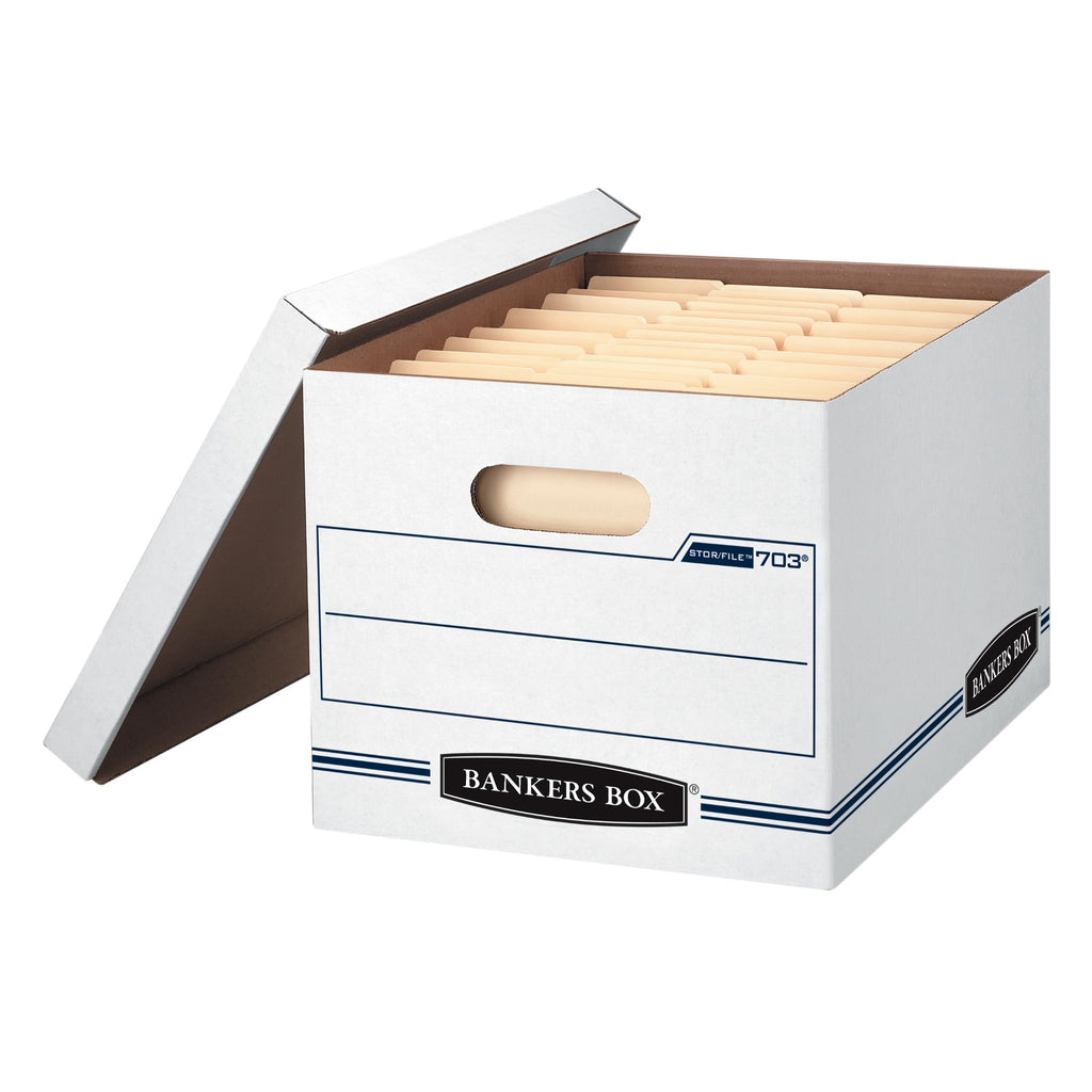 Bankers Box 4-Pack Basic Duty File Storage Boxes with Lids, Letter/Legal, STOR/FILE, (0070308)