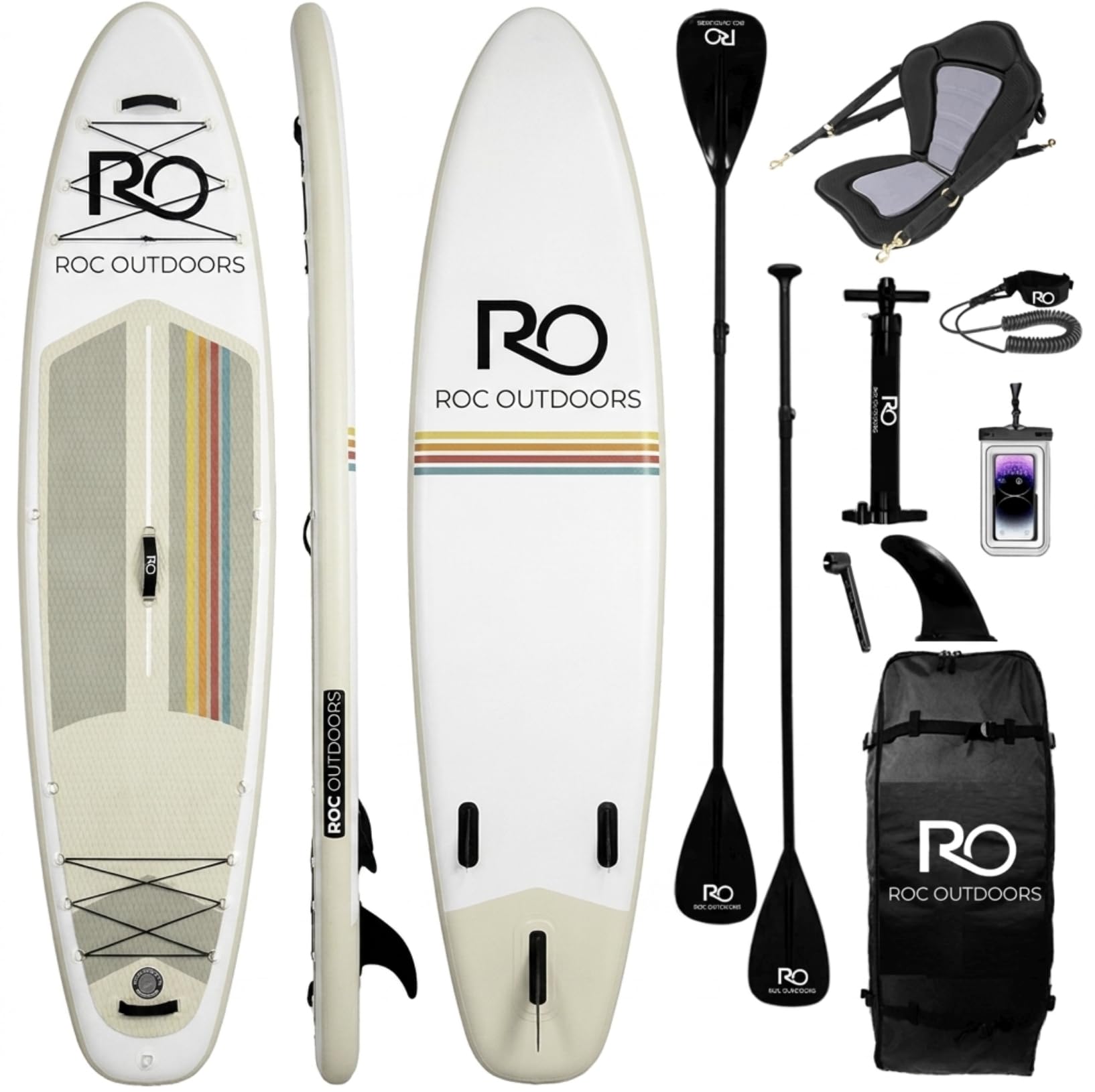 Roc Inflatable Stand Up Paddle Board 10' 6" with Premium SUP Paddle Board Accessories, Wide Stable Design, Non-Slip Comfort Deck for Youth & Adults