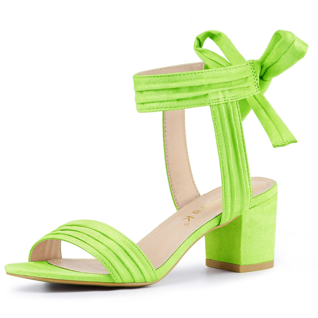 Allegra K Women's Open Toe Ankle Tie Back Block Heels Sandals