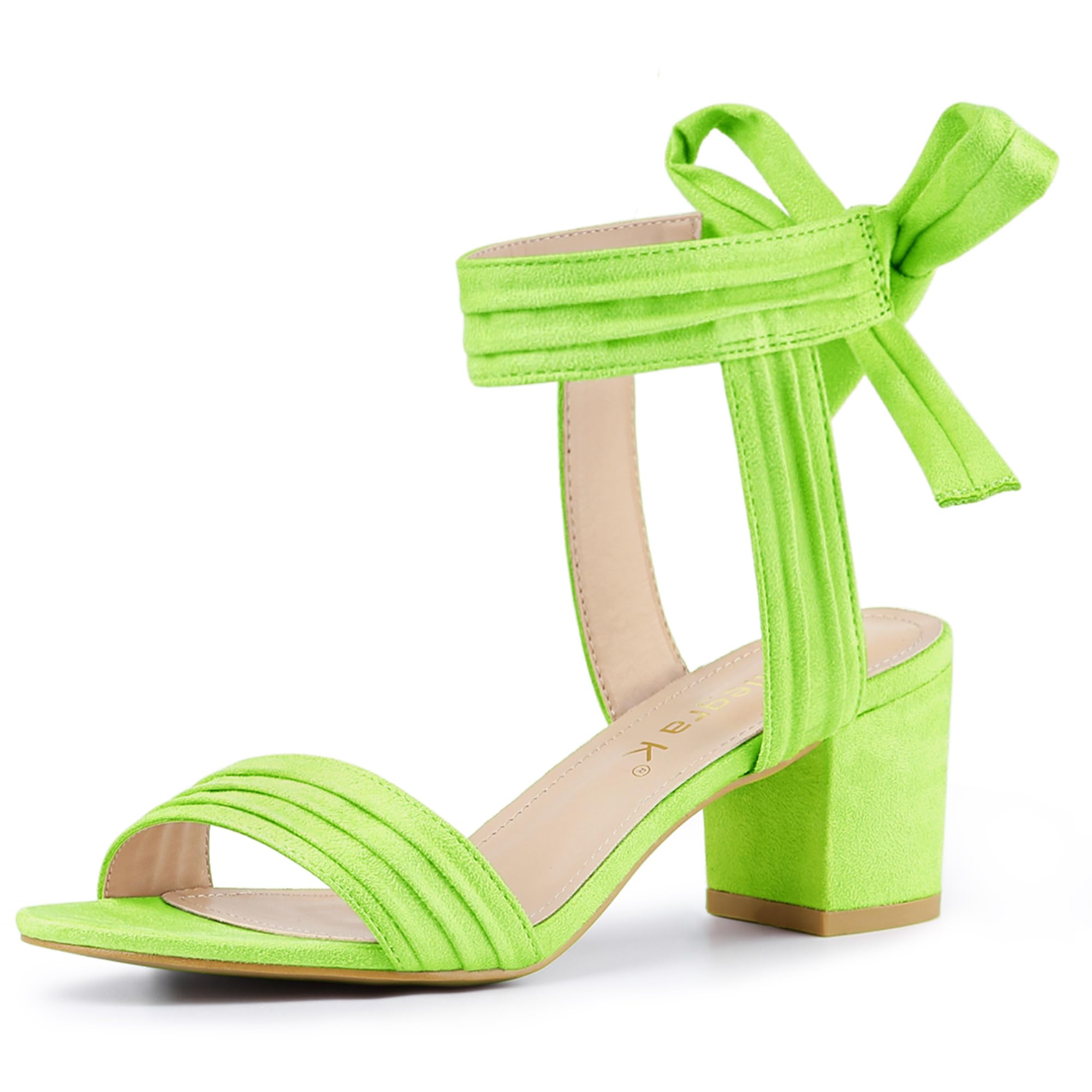 Allegra K Women's Open Toe Ankle Tie Back Block Heels Sandals