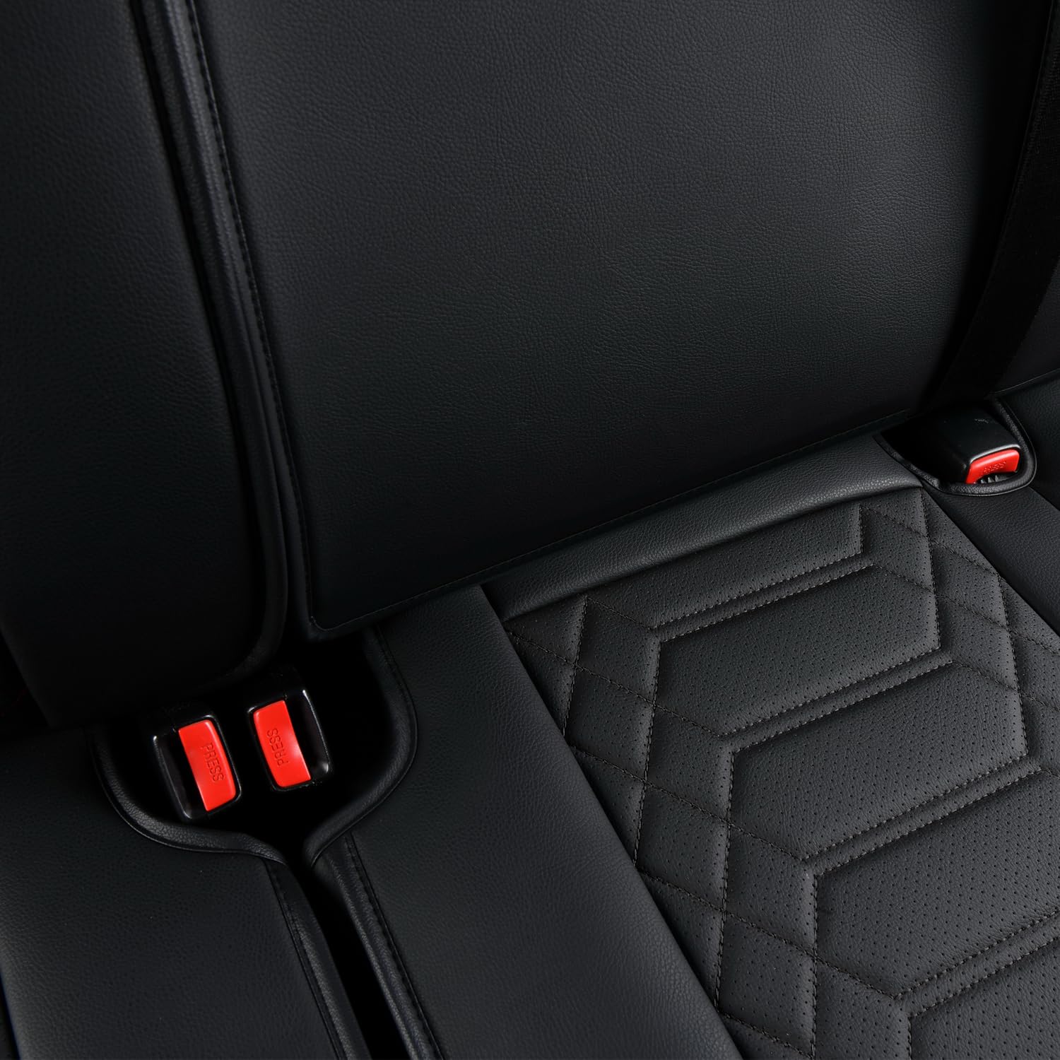 RISINGSTAR Silverado Sierra Front Seat Covers Faux Leather, Fit for 2007-2026 Chevy Silverado GMC Sierra 1500/2500HD/3500HD Crew Double Regular Cab(Front Pair, Black 2 pcs)