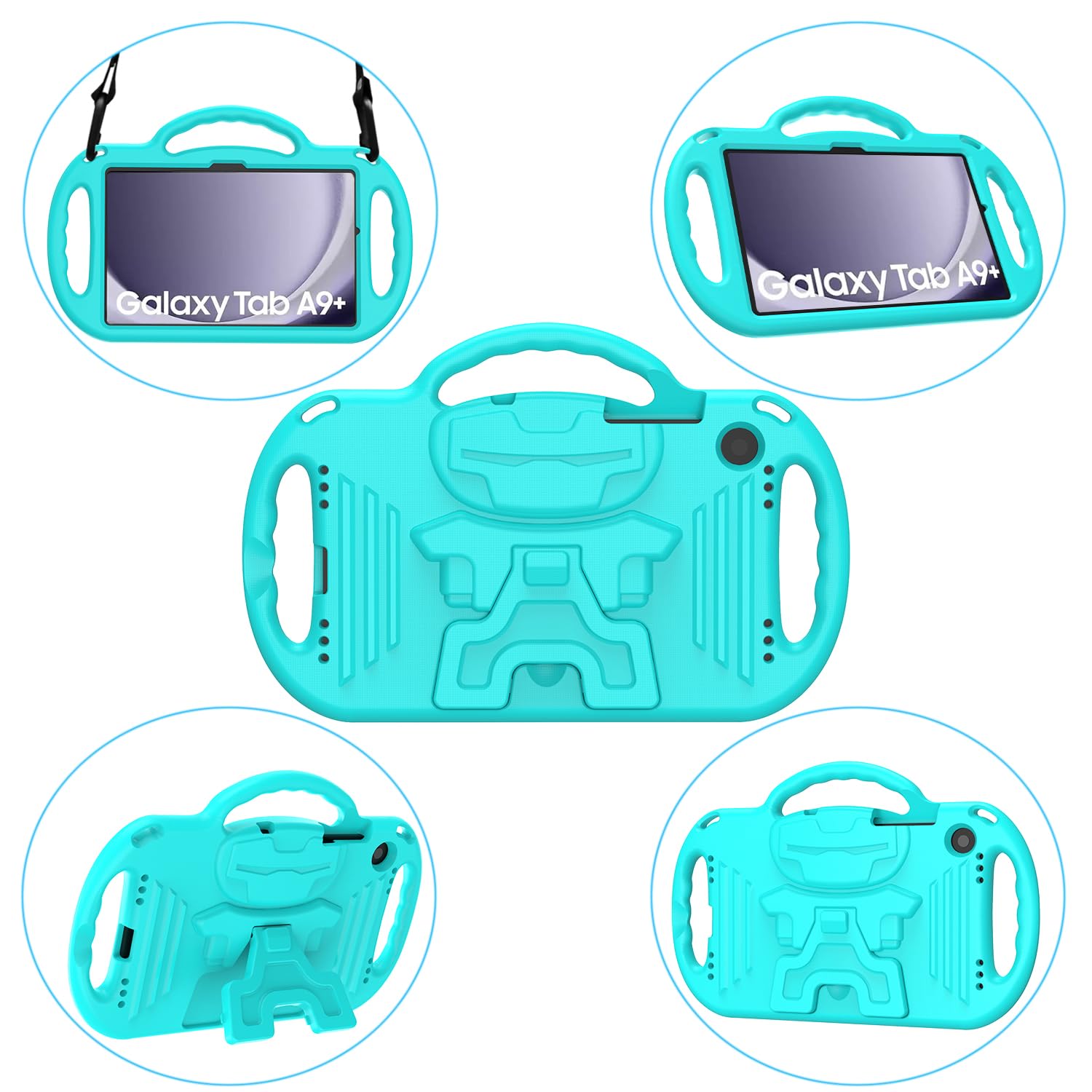 AVAWO Kids Case for Samsung Galaxy Tab A11+ Plus/A9+ Plus 11 Inch Case, with Strap, Shockproof Lightweight Handle Stand 2025/2023 Model with Lanyard, Black