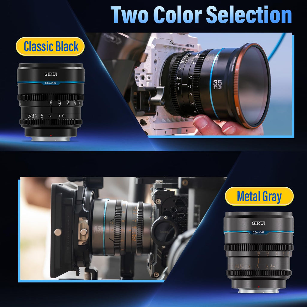 SIRUI Night Walker T1.2 Cine Lens Set, 16mm, 24mm, 35mm, 55mm, 75mm Large Aperture Manual Focus Lens (M4/3 Mount, Black)