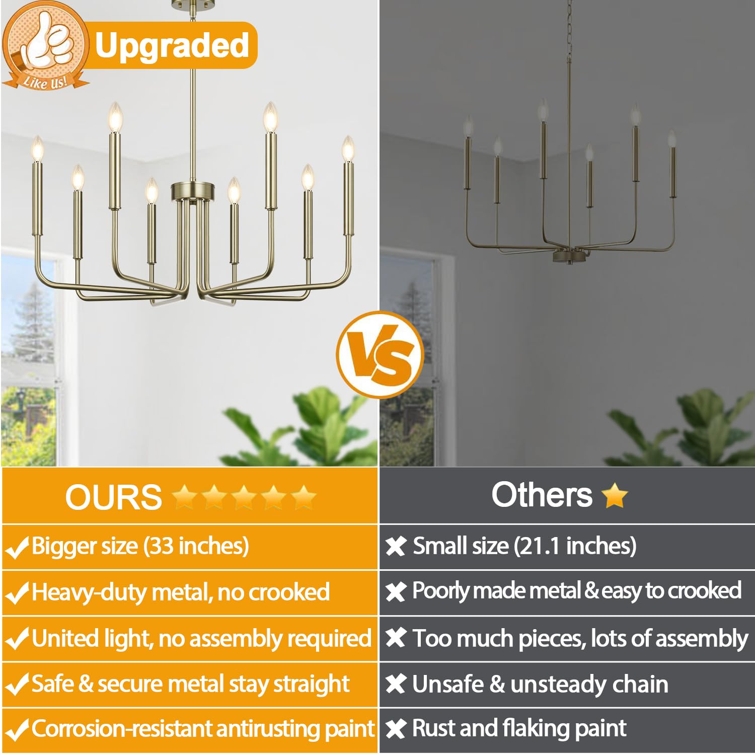 Rustic Black Chandelier, 6-Light Antique Farmhouse Chandelier for Dining Room Lighting Fixtures, Vintage Candle Pendant Light Fixtures Chandeliers for Dining Room Bedroom, Foyer and Living Room