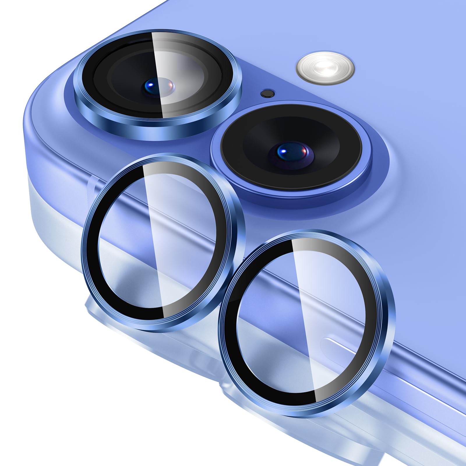 Tensea for iPhone 13 mini/iPhone 13 Camera Lens Protector, 9H Tempered Glass Camera Cover Screen Protector Metal Individual Ring for iPhone 13mini 5.4 inch /13 6.1 inch