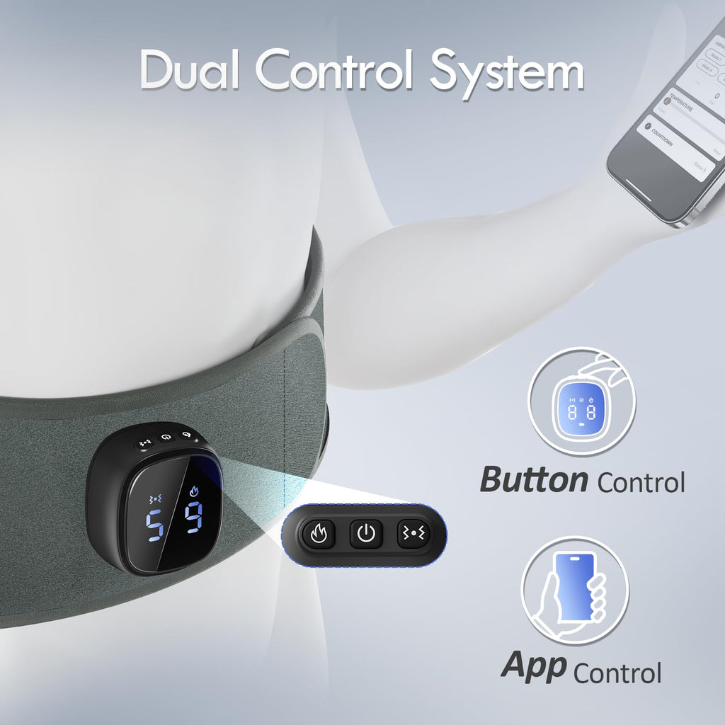 Comfytemp Cordless Portable Heating Pad with Massager for Lower Back Soothing, FSA Eligible HSA 9 Heat 5 Vibration 3 Intensity, Rechargeable Wireless Heated Waist Belt App Control, Gifts for Mom Dad