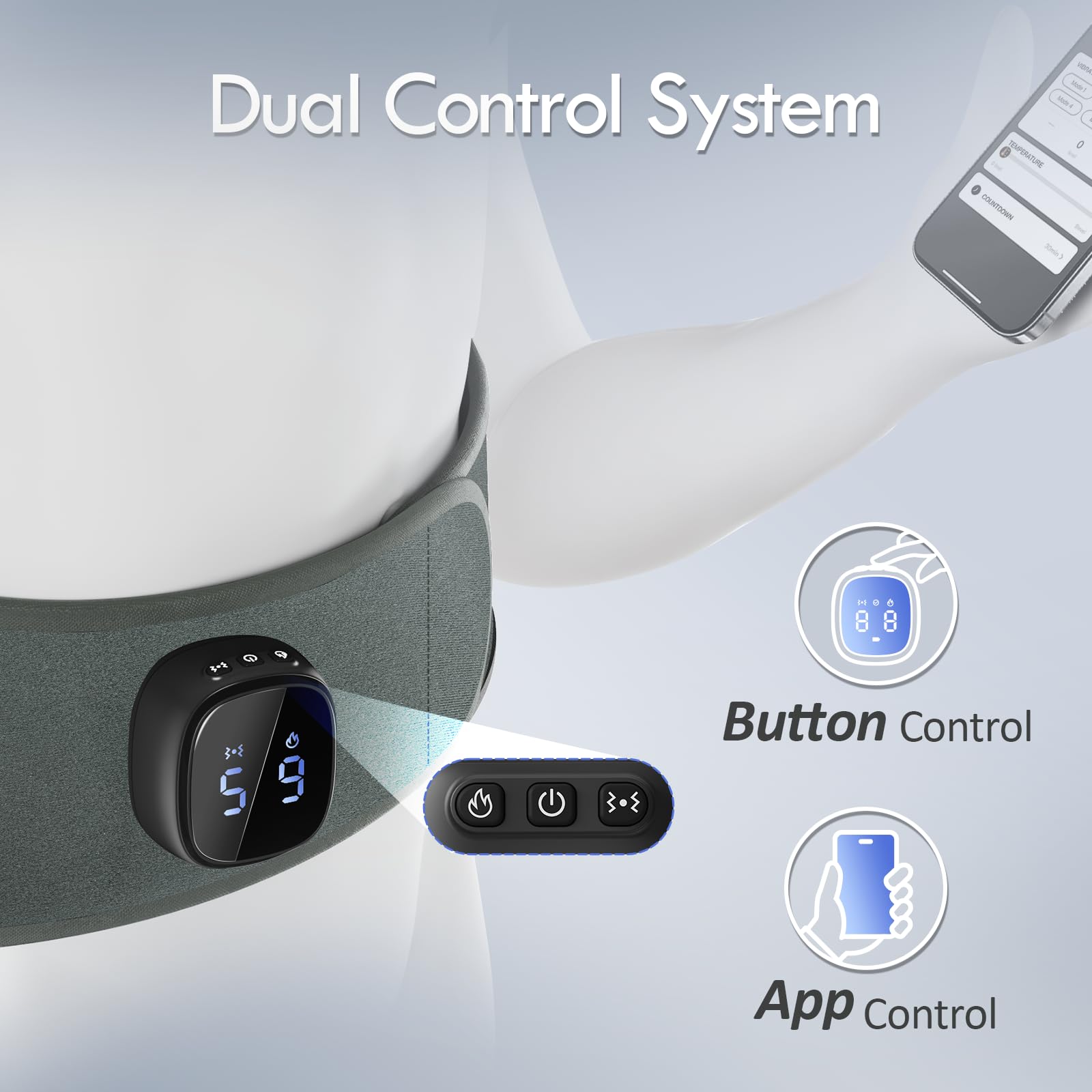Comfytemp Cordless Portable Heating Pad with Massager for Lower Back Soothing, FSA Eligible HSA 9 Heat 5 Vibration 3 Intensity, Rechargeable Wireless Heated Waist Belt App Control, Gifts for Mom Dad