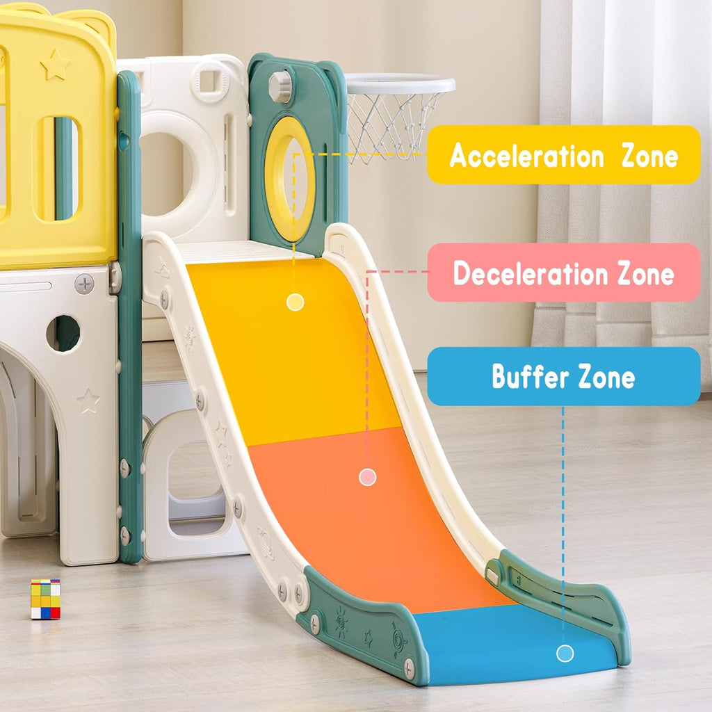 8 in 1 Toddler Slide Set, Kids Slide for Toddlers, Toddler Climber Slide PlaySet with Basketball Hoop,Outdoor Indoor Playground for Toddlers Upgraded