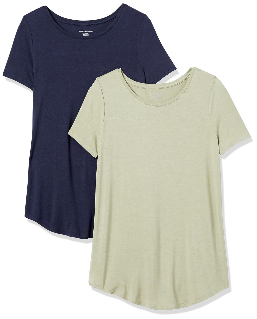 Amazon Essentials Women's Short-Sleeve Scoopneck Tunic Tops, Pack of 2