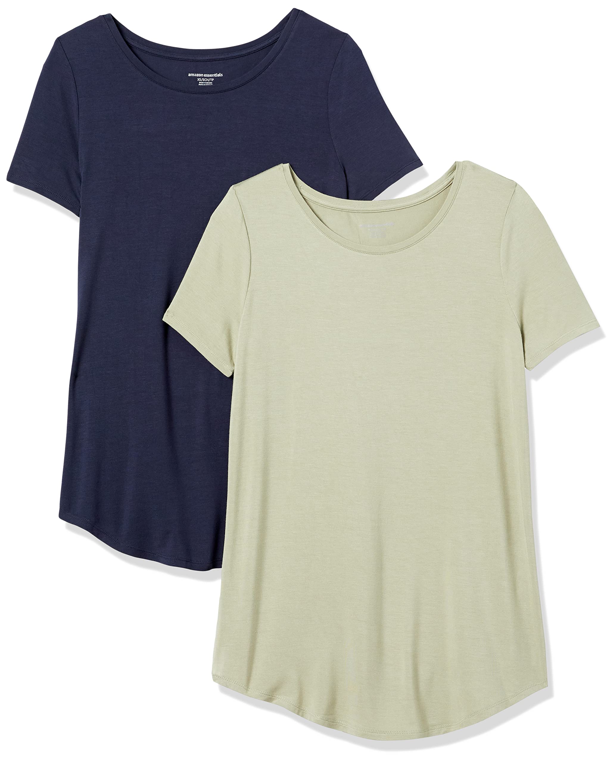 Amazon Essentials Women's Short-Sleeve Scoopneck Tunic Tops, Pack of 2