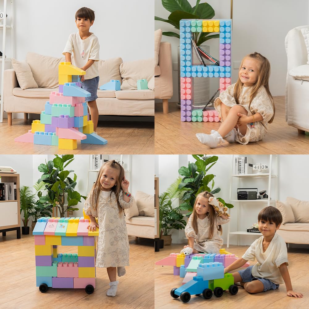 PLATPORTS 48-Piece Jumbo Big Building Blocks – Giant XL Large Plastic Blocks for Kids Ages 2–8, Indoor & Outdoor Construction Play Set
