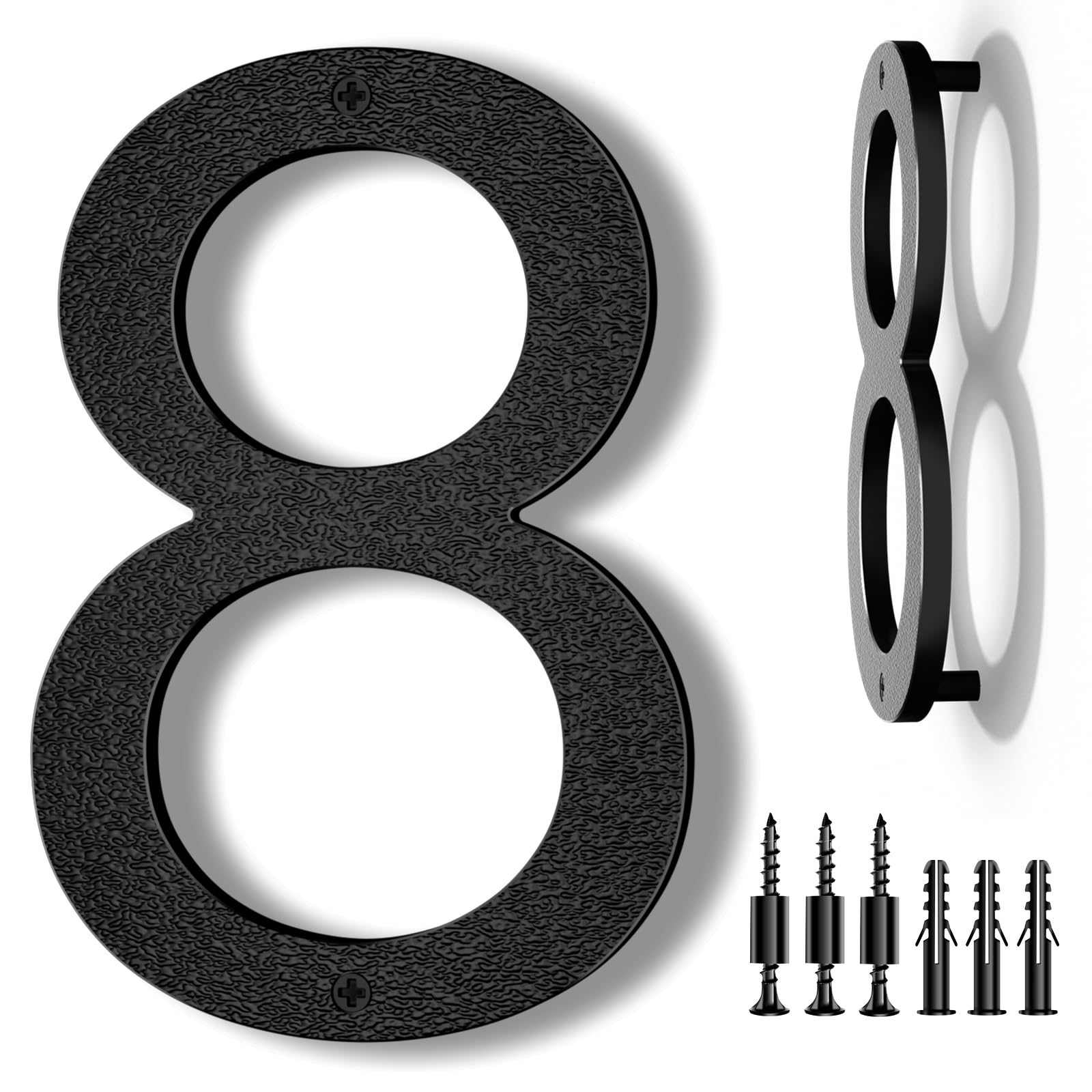 8 Inch Black Floating Arrow Signs, Modern Outdoor Plastic Directional Signs for Wall Yard Street