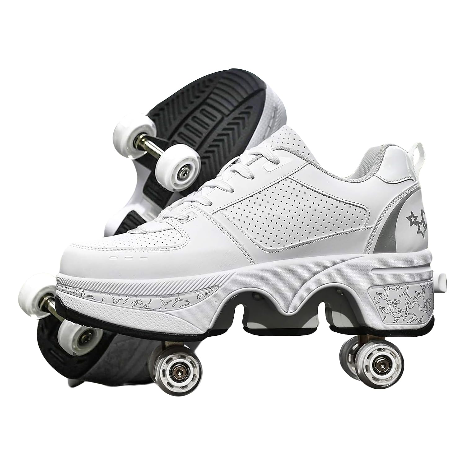 Double-Row Deform Wheel Automatic Walking Shoes Invisible Deformation Roller Skate 2 in 1 Removable Pulley Skates Skating Parkour