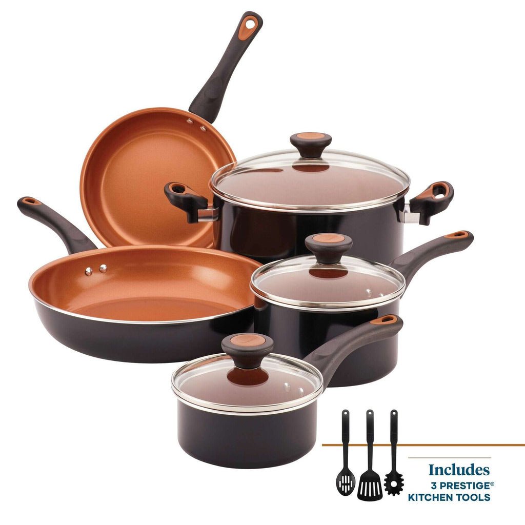 Farberware Glide Ceramic Nonstick Saute Pan / Frying Pan / Fry Pan with Lid and Helper Handle - 4 Quart, Black