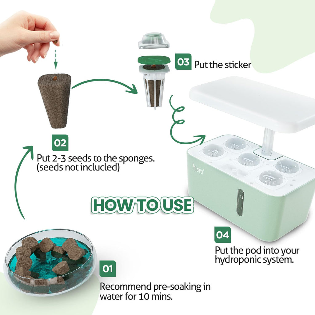 LETPOT 77 Pcs Seed Pod Kits, Square Grow Anything Kit for Hydroponics, with 2 A&B Nutrient Plant Foods and 30 Sponges, 5 Domes, 10 Baskets, 30 Stickers, Compatible Mini and Other Brand