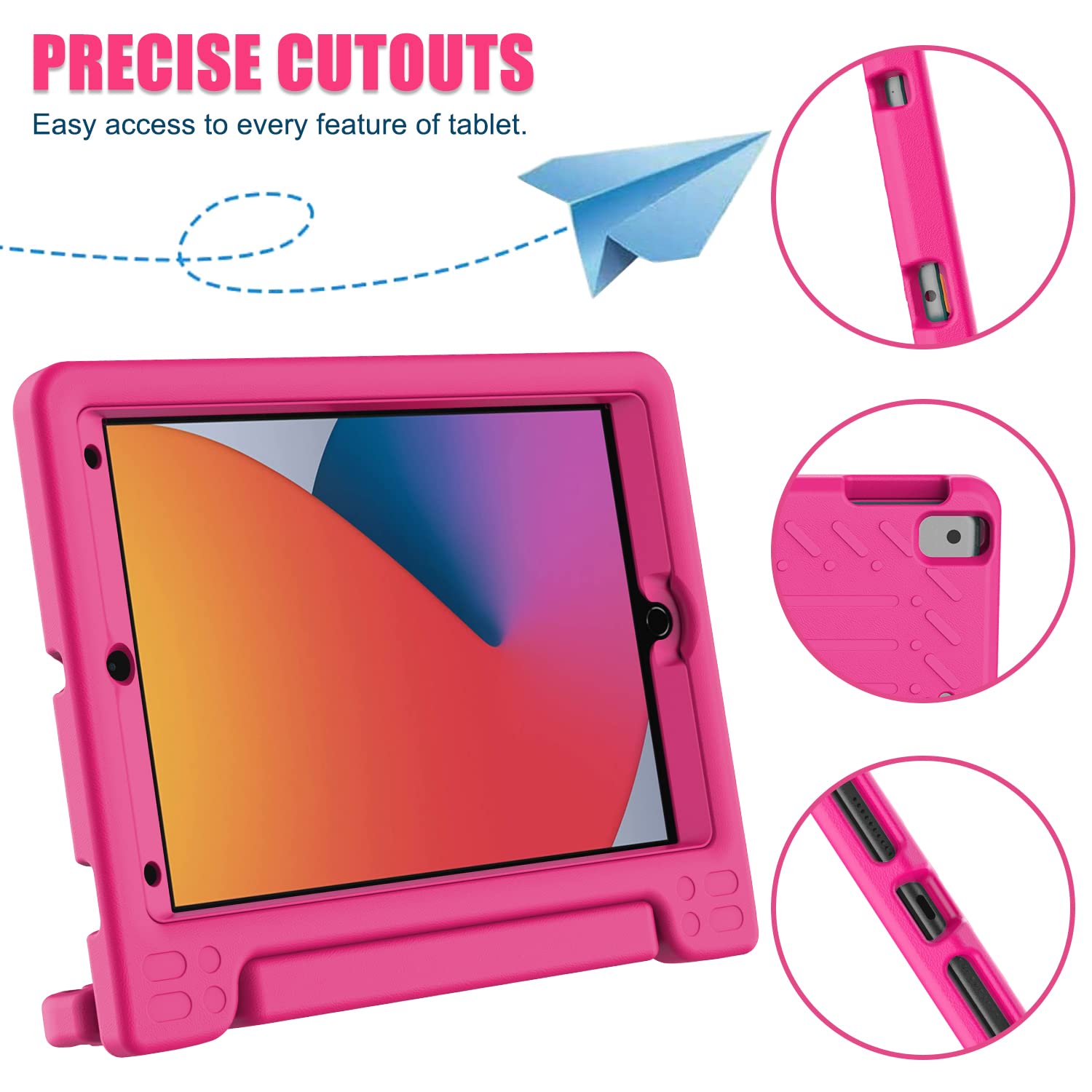 AVAWO Kids Case for iPad 10.2" 9th & 8th & 7th Generation, iPad 10.2 2021/2020/2019 Case with Built-in Screen Protector, Light Weight Shock Proof Handle Stand Friendly Cover for iPad 10.2" - Black