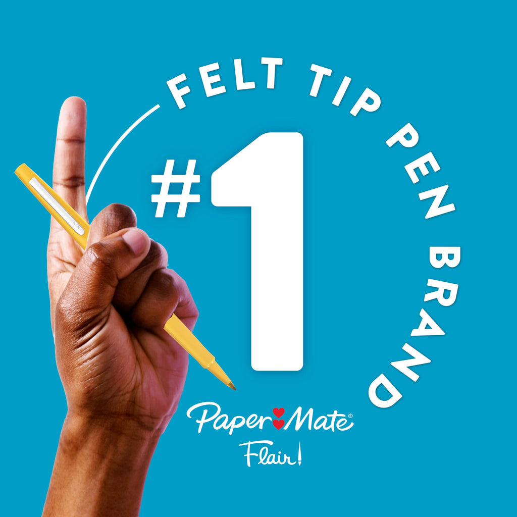 Paper Mate Flair Felt Tip Pens, Medium Point (0.7mm), Black, 36 Count - Office Supplies
