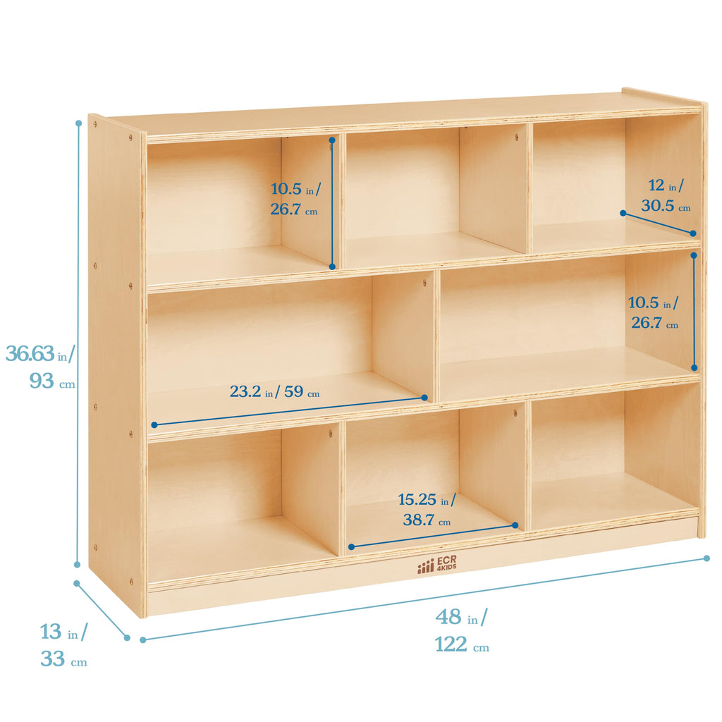 ECR4Kids 8-Compartment Mobile Storage Cabinet, Elementary, Classroom Furniture, Grey Wash