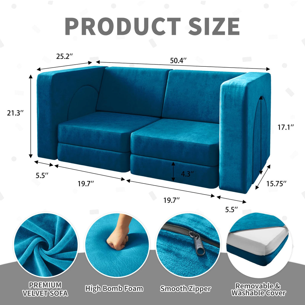 wanan Kids Couch 10PCS, Modular Kids Play Couch for Playroom Bedroom, 10 in 1 Multifunctional Kid Sofa for Playing, Creativing, Sleeping, Indoor Toddler Couches for Boys and Girls(Dark Grey)