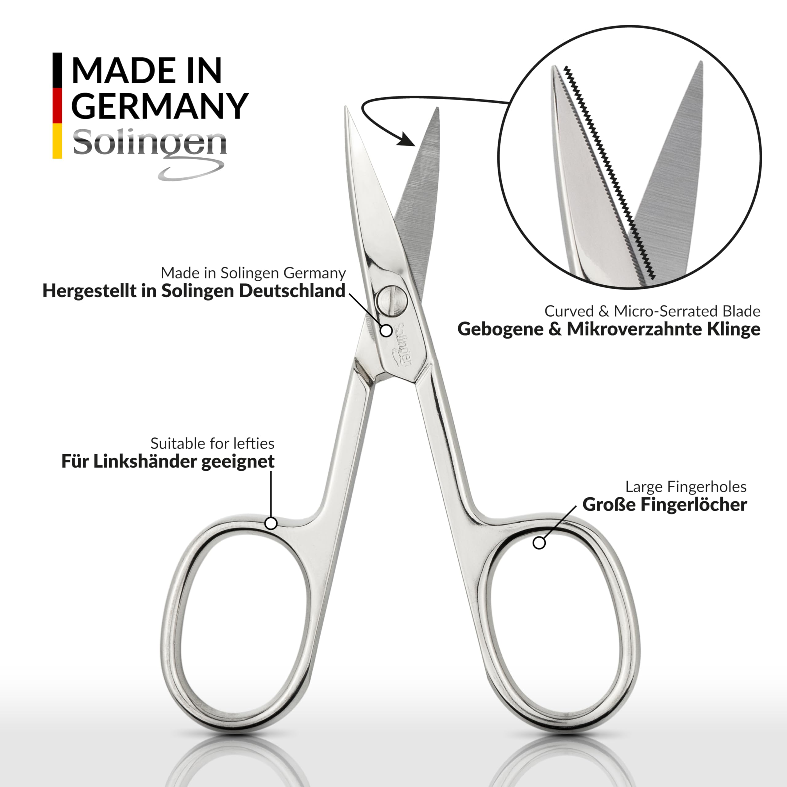 marQus - Straight nail scissors made in Germany Solingen for precise cutting of nails suitable as fingernail and toenail cutter with Premium Storage Case