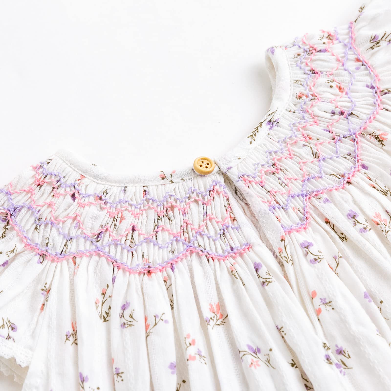 Simplee kids Baby Girl Smocked Dress Summer Casual Short Sleeve Dresses Floral Print Sundress Princess Dress for Toddlers