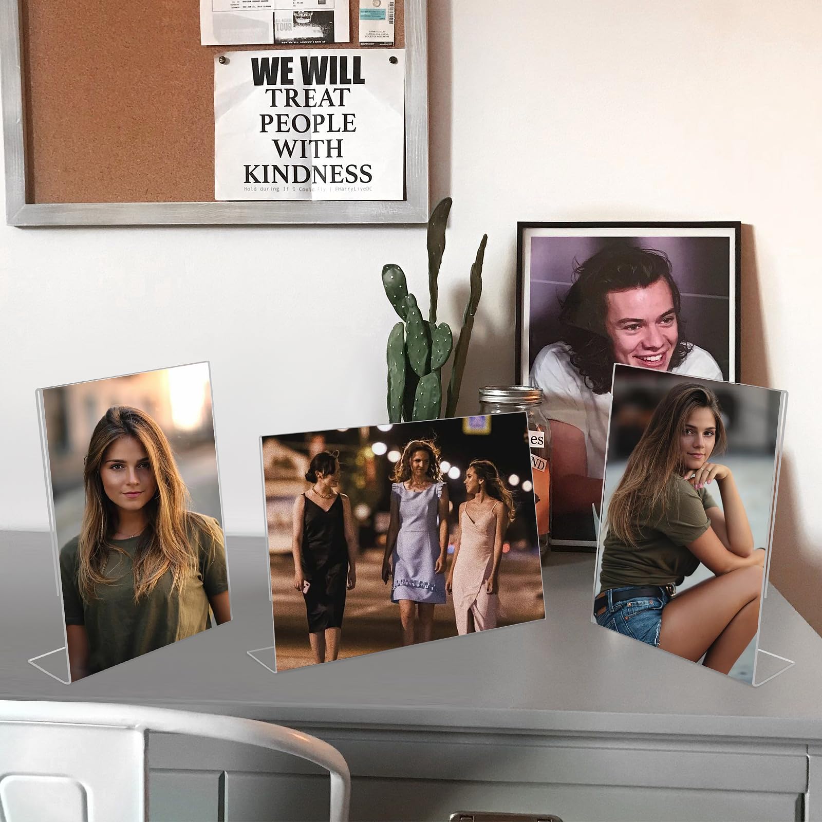 4x4 Acrylic Picture Frames, Set Of 6 Clear Acrylic Frameless Gift for Desktop Display, Standing Picture or Display Sign Holder with Inserts for Home Office