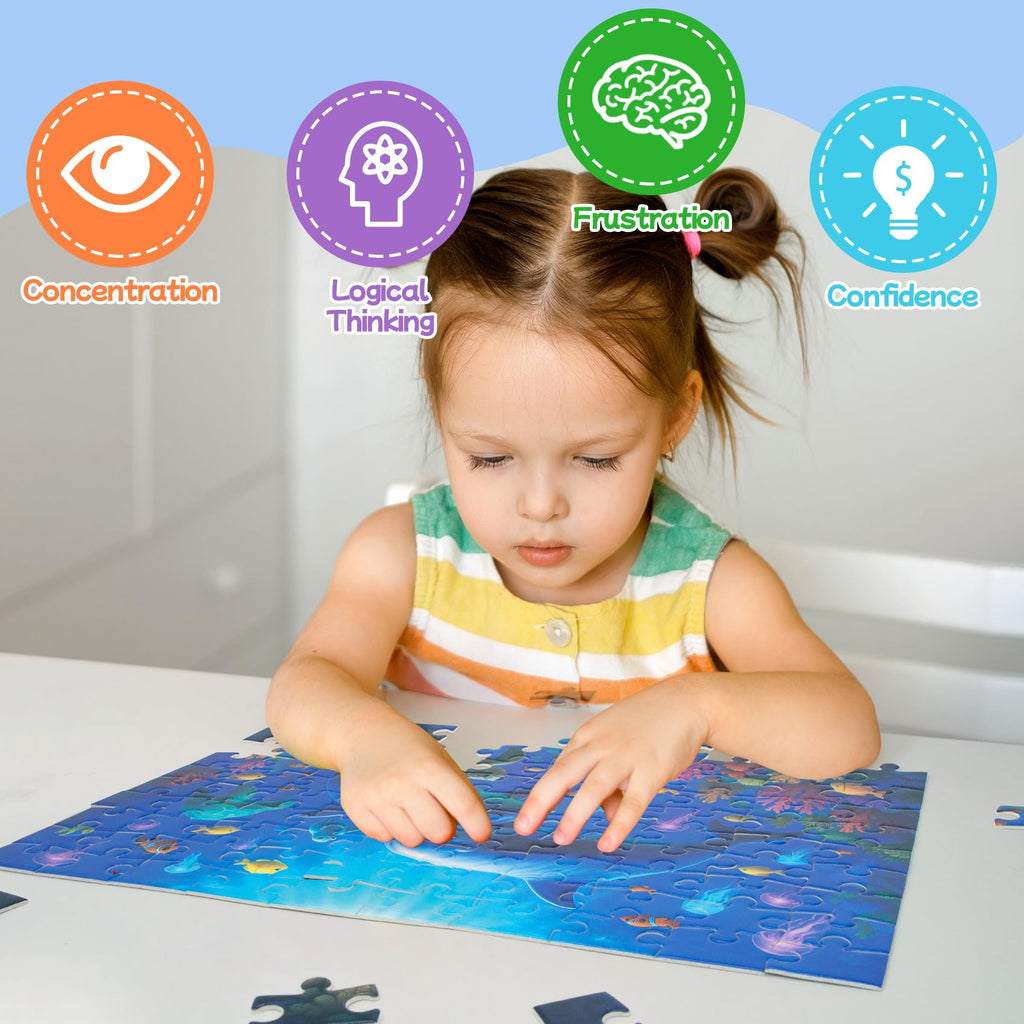 100 Piece Puzzles Rainbow Dinosaur Puzzle for Kids Ages 4-8 8-10, 100 Piece Jigsaw Puzzle for Children Learning Educational Puzzles Toys Birthday Gifts for Girls Boys, Dinosaur