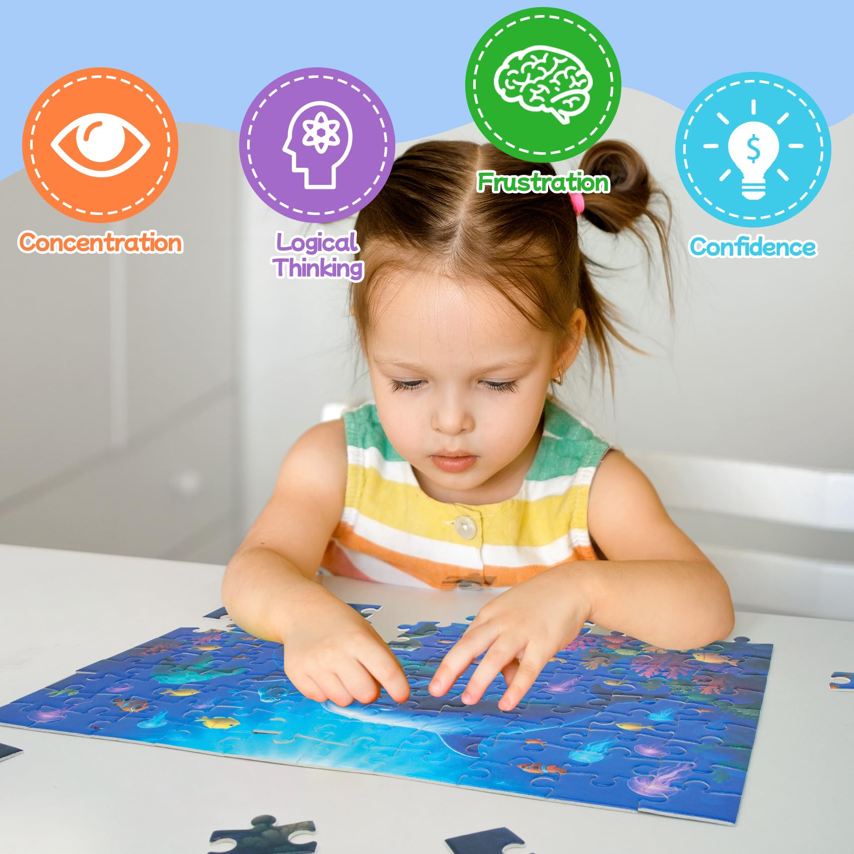 100 Piece Puzzles Rainbow Dinosaur Puzzle for Kids Ages 4-8 8-10, 100 Piece Jigsaw Puzzle for Children Learning Educational Puzzles Toys Birthday Gifts for Girls Boys, Dinosaur