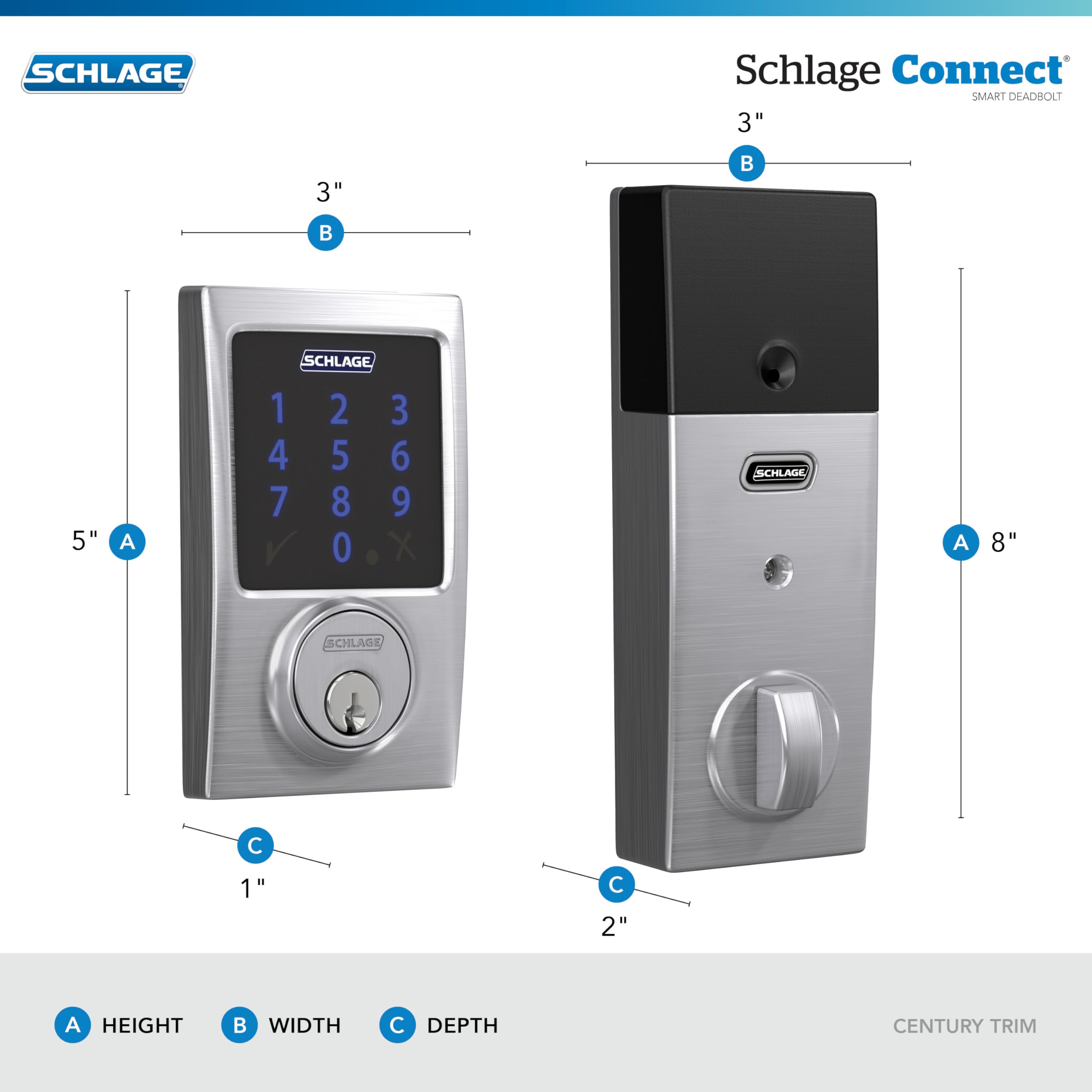 Schlage Connect Smart Deadbolt Lock with Touchscreen Keypad, Keyless Front Door Entry, Z-Wave Plus Compatible, Aged Bronze, BE469ZP CEN 716