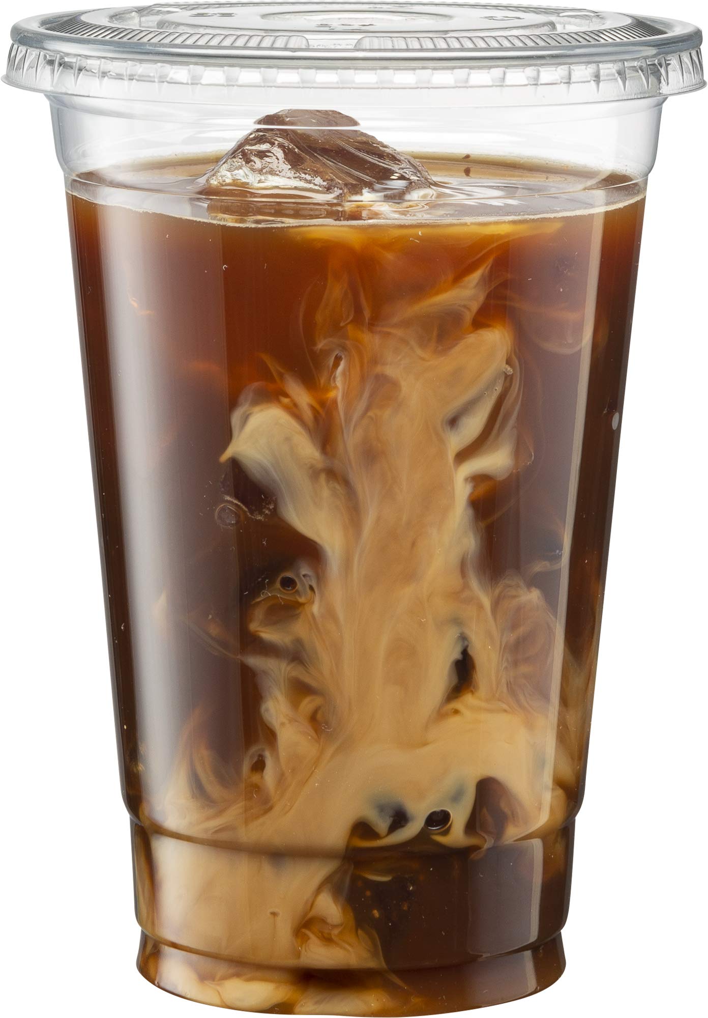 Crystal Clear PET Cups for Iced Coffee,Milkshake, Cold Drinks, Slush, Smoothy's, Slurpee, Ice cream, Dessert, Party's, Plastic Disposable Cups (50, 12 oz)