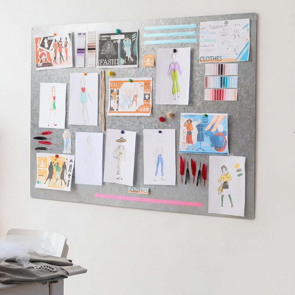 Ireer Magnetic Board Steel Magnet Bulletin Boards for Walls to Display Magnetic Notes Photos for Home Office Classroom, Pre Drilled with Screws and Dry Wet Erase Feature(Black,24 x 48 Inch)