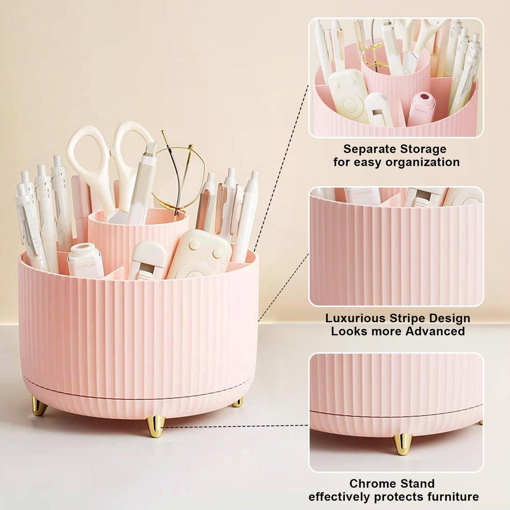 Makeup Brush Holder Organizer,360° Rotating Makeup Brush Organizer,5 Slot Make up Brushes Cup for Cosmetics, Nail Polish, Art Supply, Bathroom Vanity Desktop Organizer - Black
