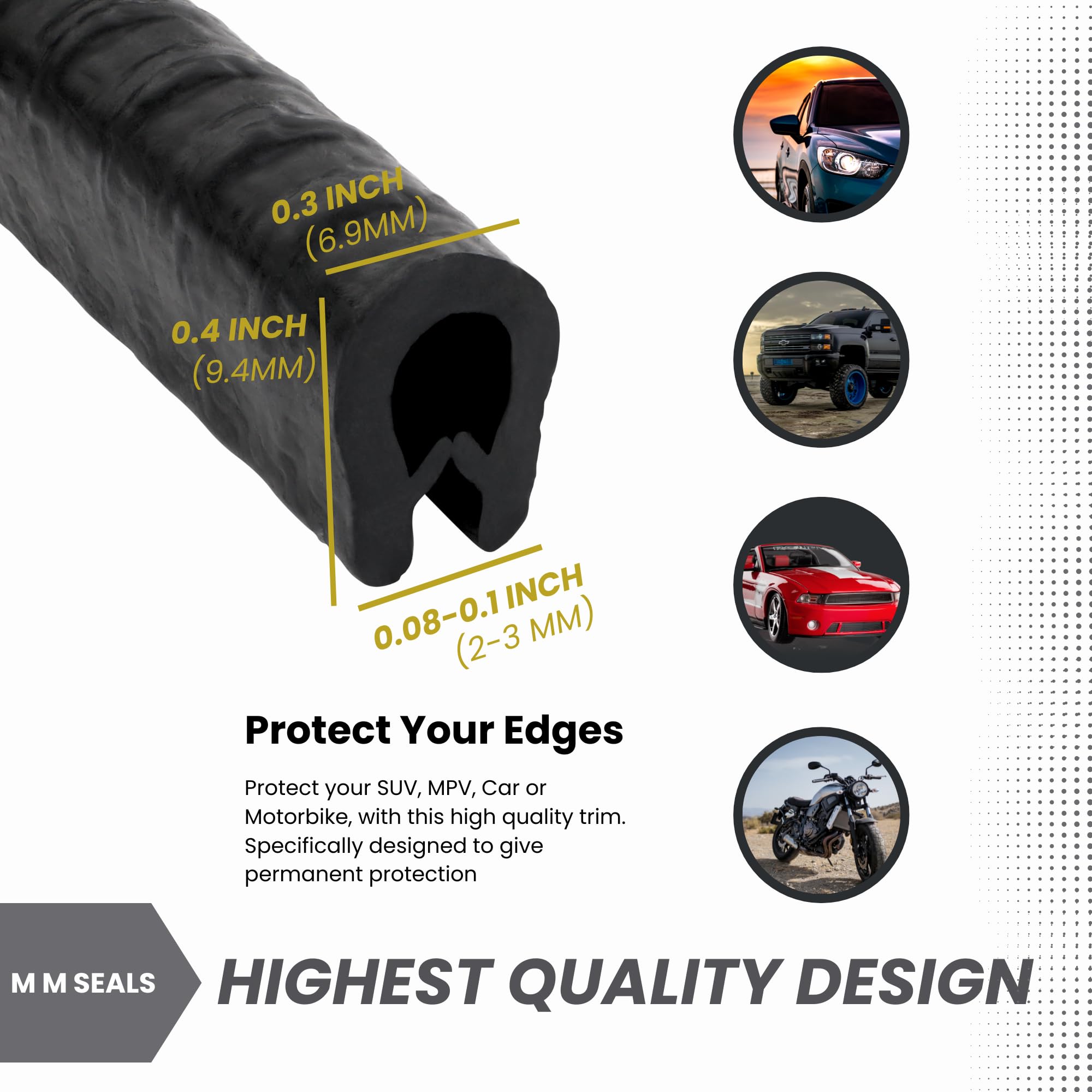 Edge Trim Black Small, Fits 1/16" (3 Feet)