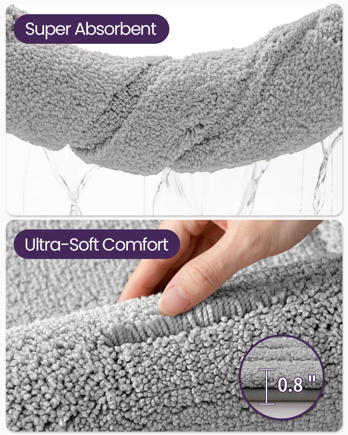 DEXI Bath Mats Bathroom Rug, 32x20 Non Slip Bathroom Rugs Washable, Absorbent Bathmat Quick Dry for Shower Floor Sink, Beige