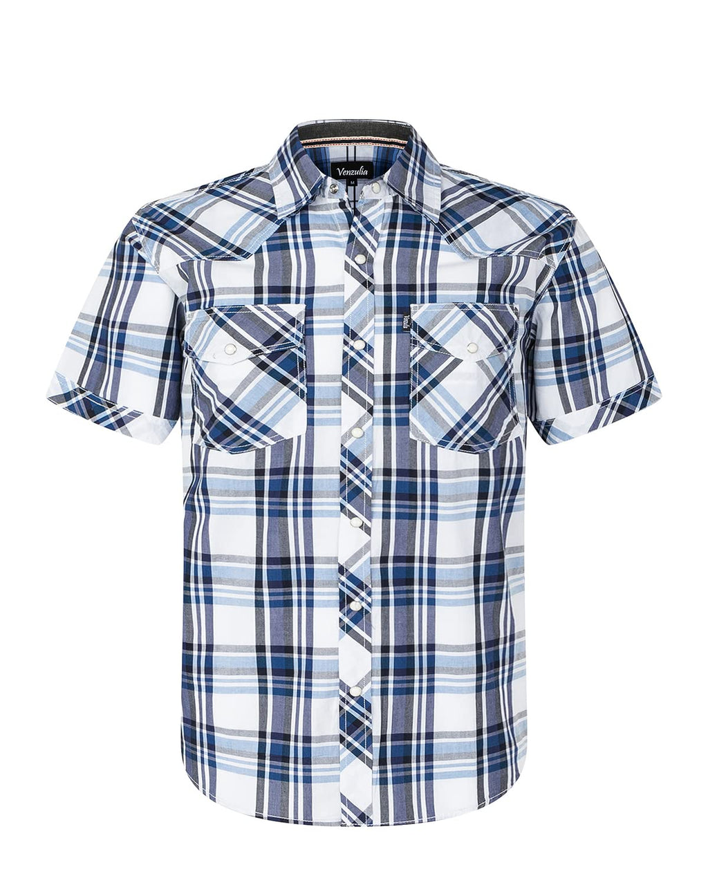 Men's Western Snap Casual Shirt Two Pocket Short Sleeve Shirt
