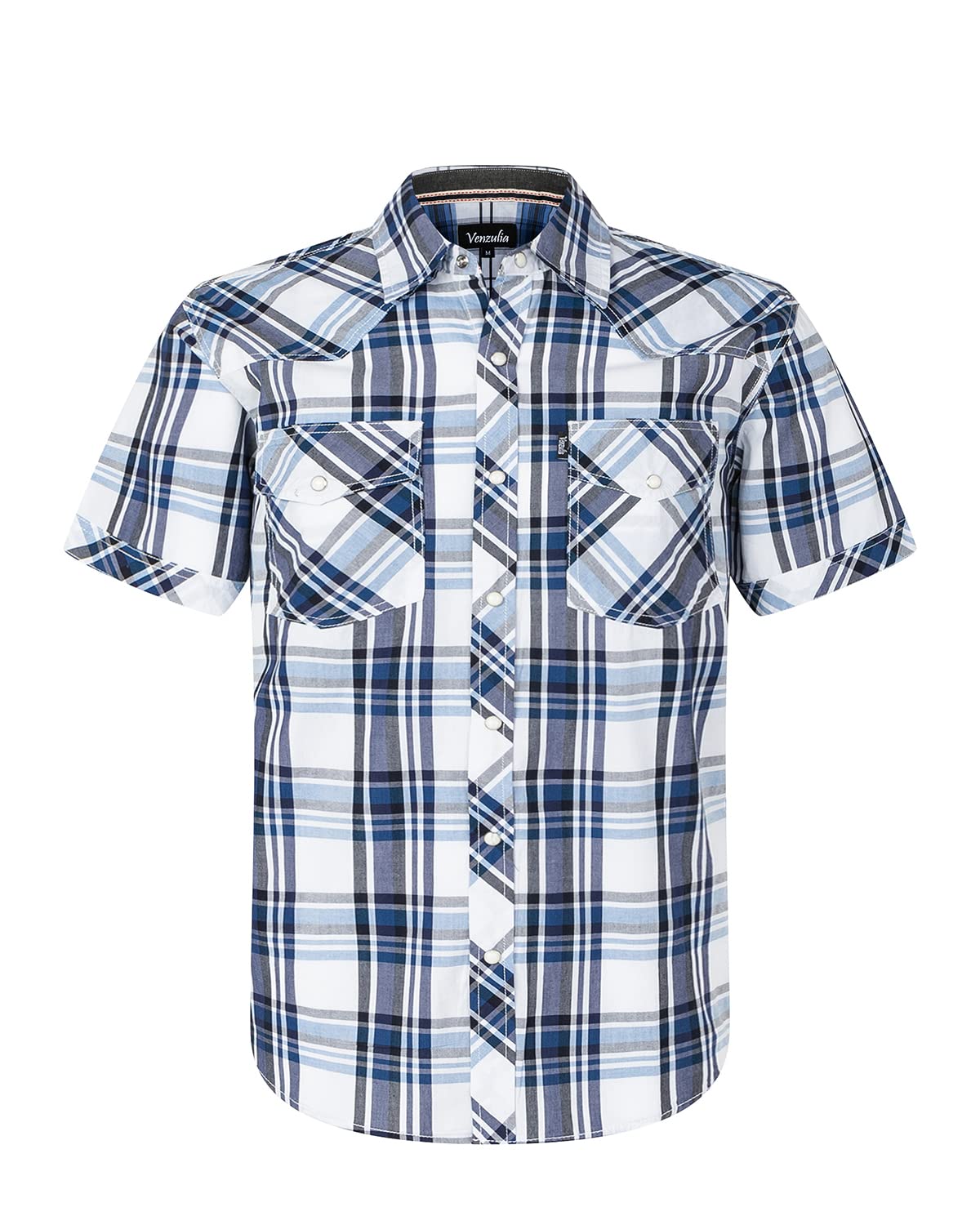 Men's Western Snap Casual Shirt Two Pocket Short Sleeve Shirt