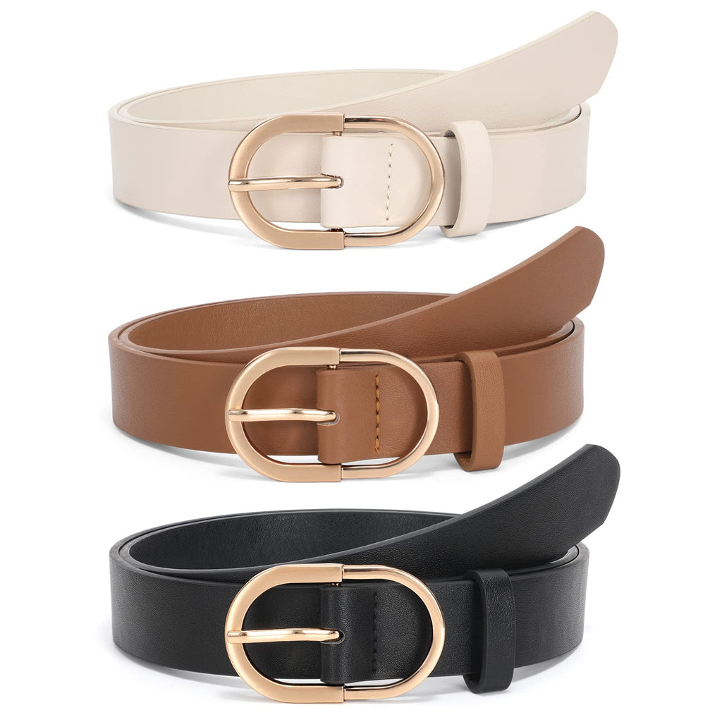 JASGOOD Women’s Leather Belts for Jeans Pants Fashion Ladies Belt with Gold Buckle
