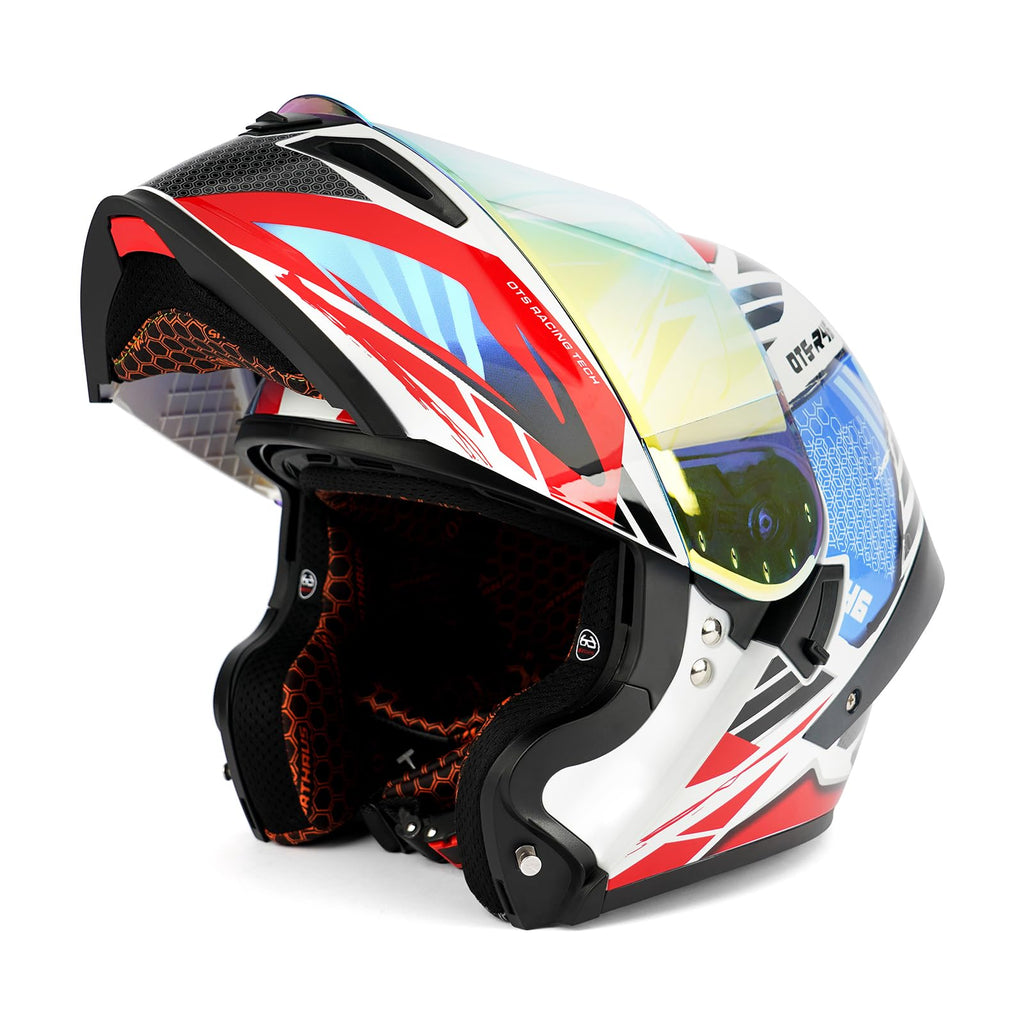 Orthrus Modular LED Full Face Motorcycle Helmet - DOT Approved Flip-Up Dual Visor Sun Shield & Bluetooth Ready for Adults Men Women - Street Bike/Motocross (Dobermann Gold, S)