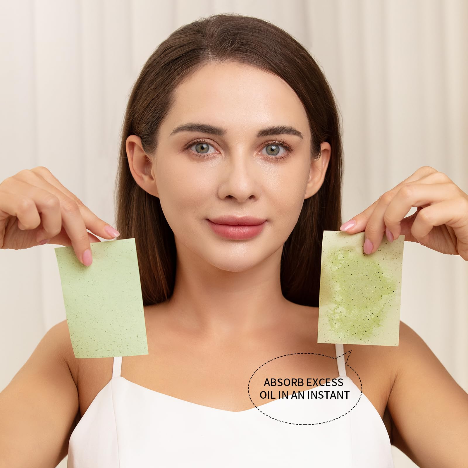 Teenitor Oil Blotting Sheets for Face, 100 Sheets Green Tea Oil Absorbing Tissues Paper, Large 10cmx7cm Oil Blotters