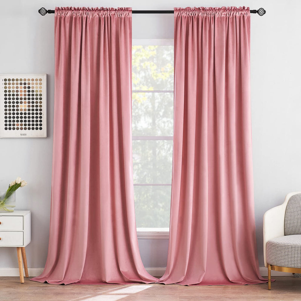 MIULEE Black Velvet Curtains Thermal Insulated Blackout Halloween Curtain Drapes for Bedroom Living Room Darkening 63 Inches Long Curtains Panels Rod Pocket Set of 2