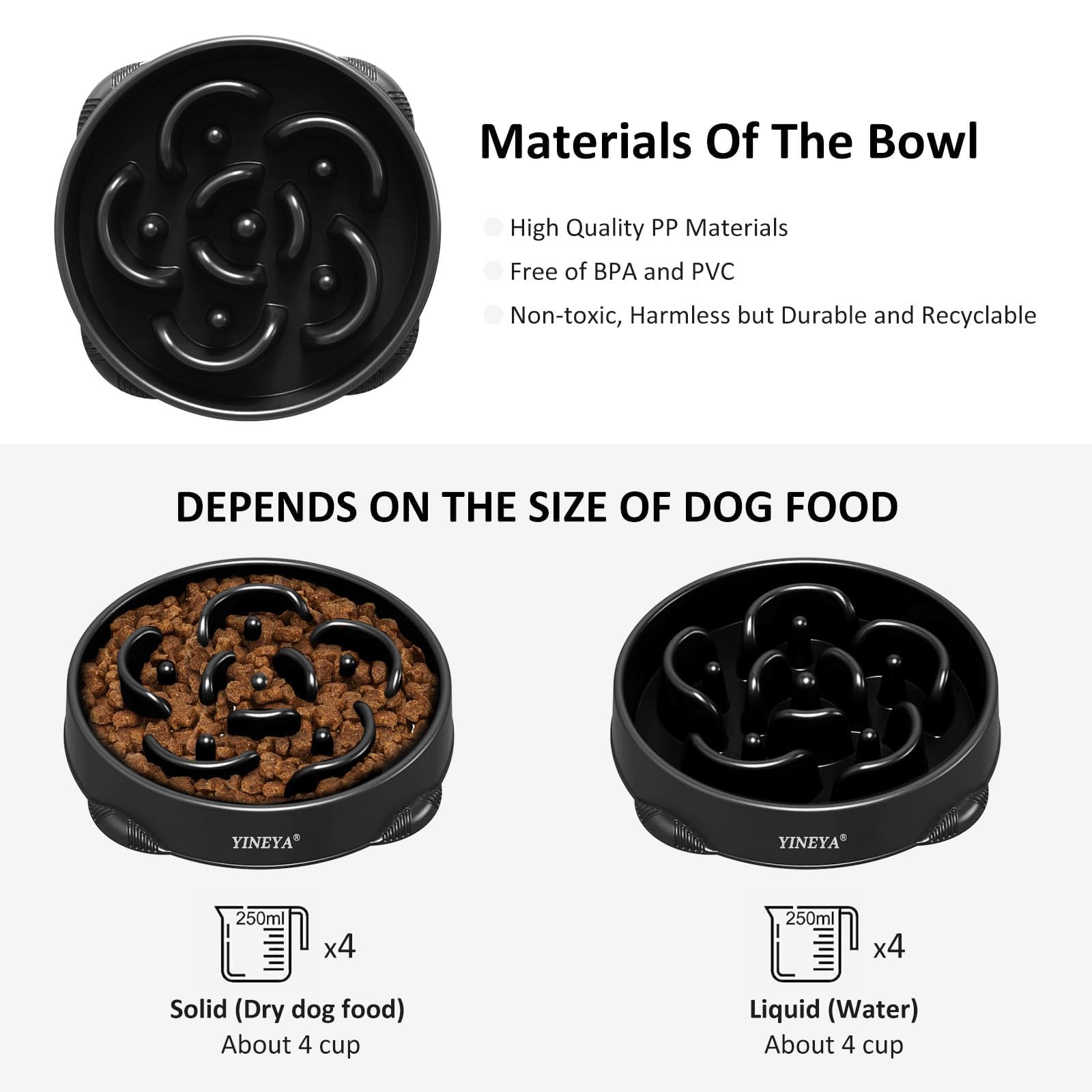 YINEYA 2PCS Anti-Choking Slow Feeder Dog Bowls Small Size Dog, Slow Feeder Cat Bowl, Supplies and Puzzle for Pet