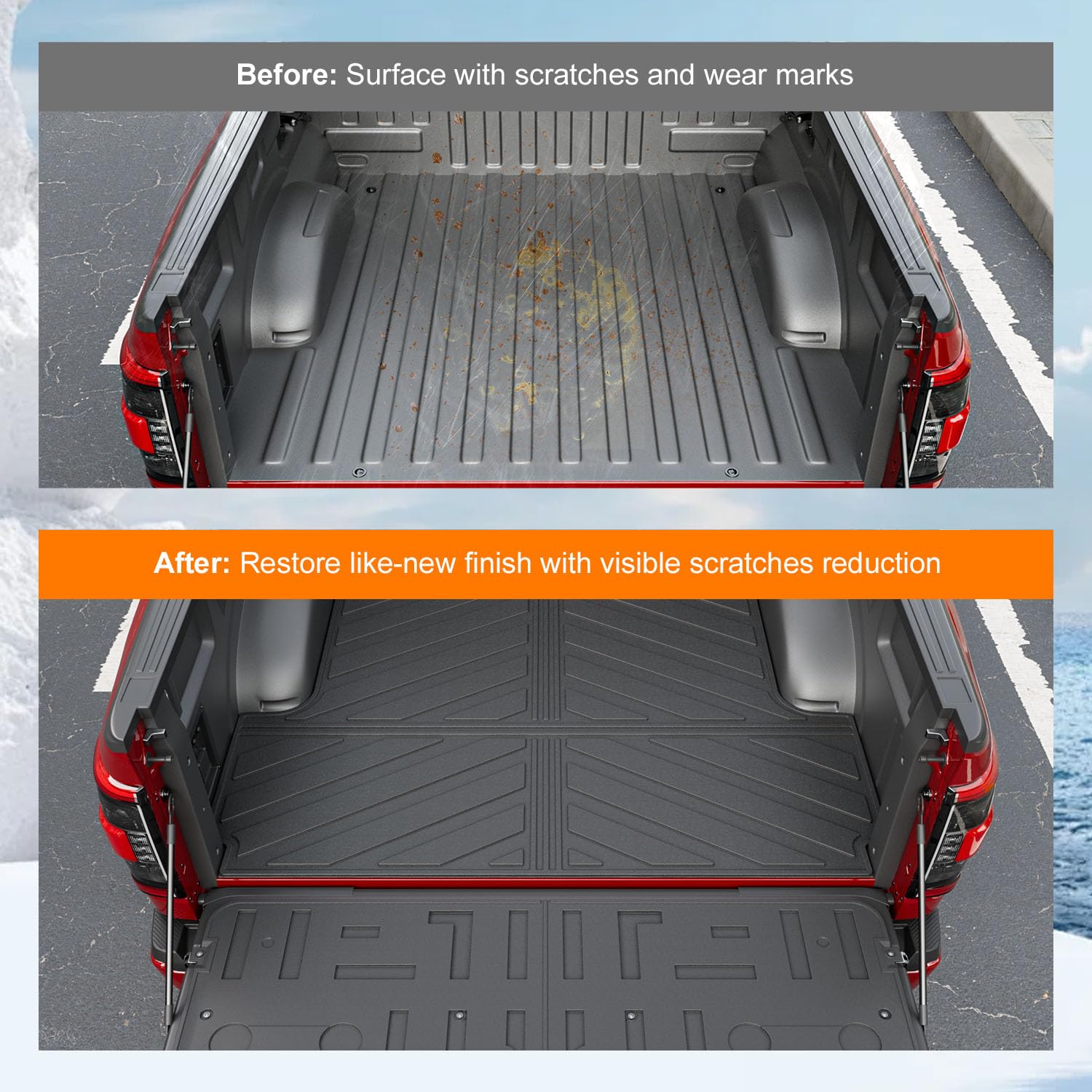 powoq 5.5FT Bed Liner Compatible with 2015-2026 Ford F150 Truck Bed Mat Waterproof Bed Mat TPE Truck Bed Liner Replacement for 2015-2026 Ford F150 Accessories (3-Fold 5.5FT Truck Bed Mat)
