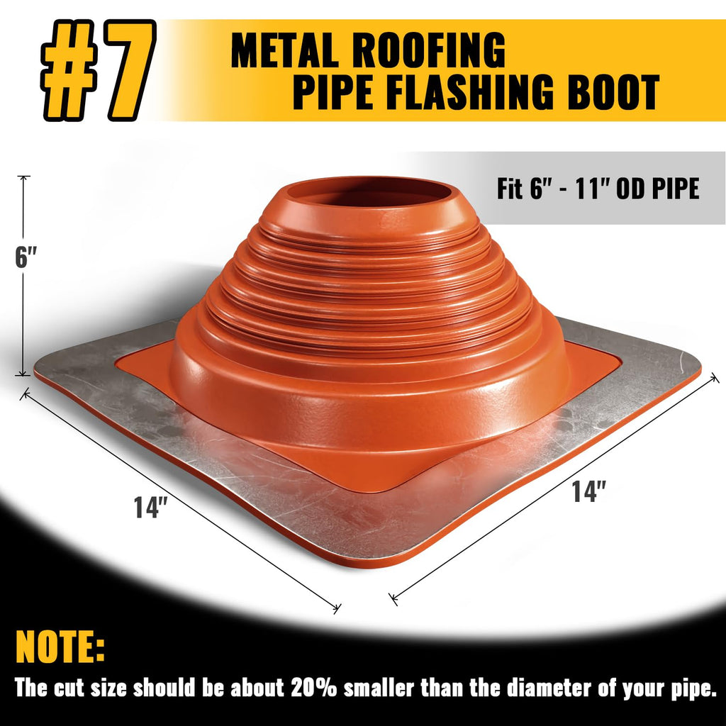 VIVIDA #1 Metal Roof Pipe Flashing, Metal Roofing Pipe Boot Kit, High Temp Silicone Vent Boot, for Tube OD 1/4" to 2", Square Base, Screws & Hex Socket Included, 1 Pack, Black