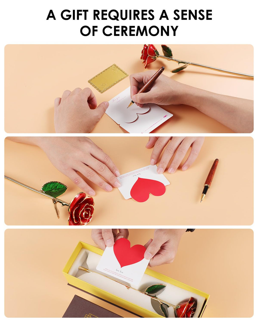 24K Gold Dipped Real Rose – Handcrafted, Bold, One of a Kind – Romantic Gift for Her – Ideal for Birthday, Anniversary, Mother’s Day, Valentine’s (Black)