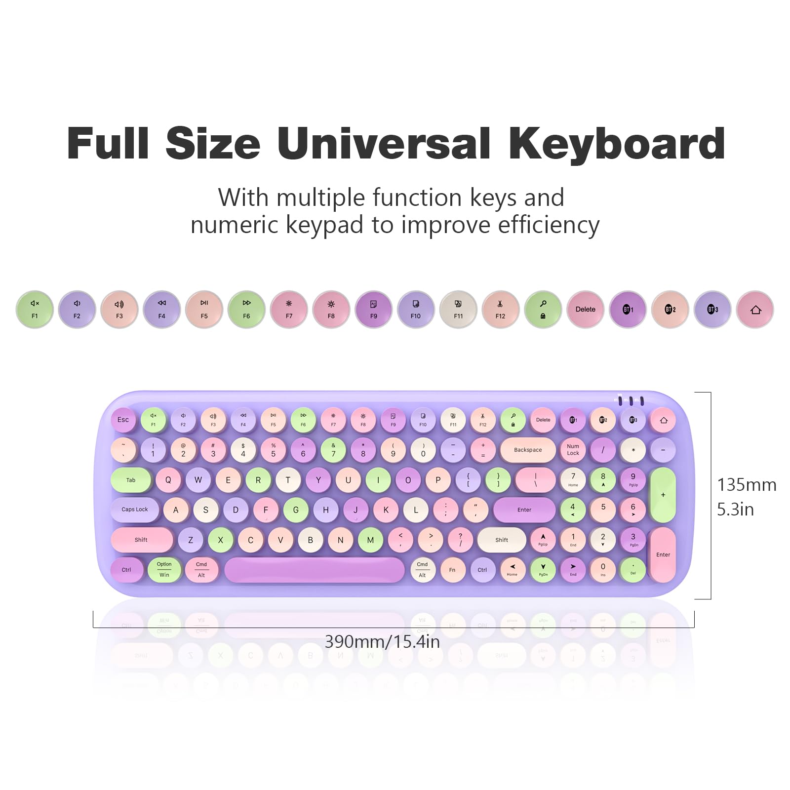 MOFII Wireless Keyboard and Mouse Combo, Compact Typewriter Retro Round Computer Keyboard and Mouse Set, Plug and Play, for Windows, Computer, Desktop, PC, Notebook - Black Green Gradient
