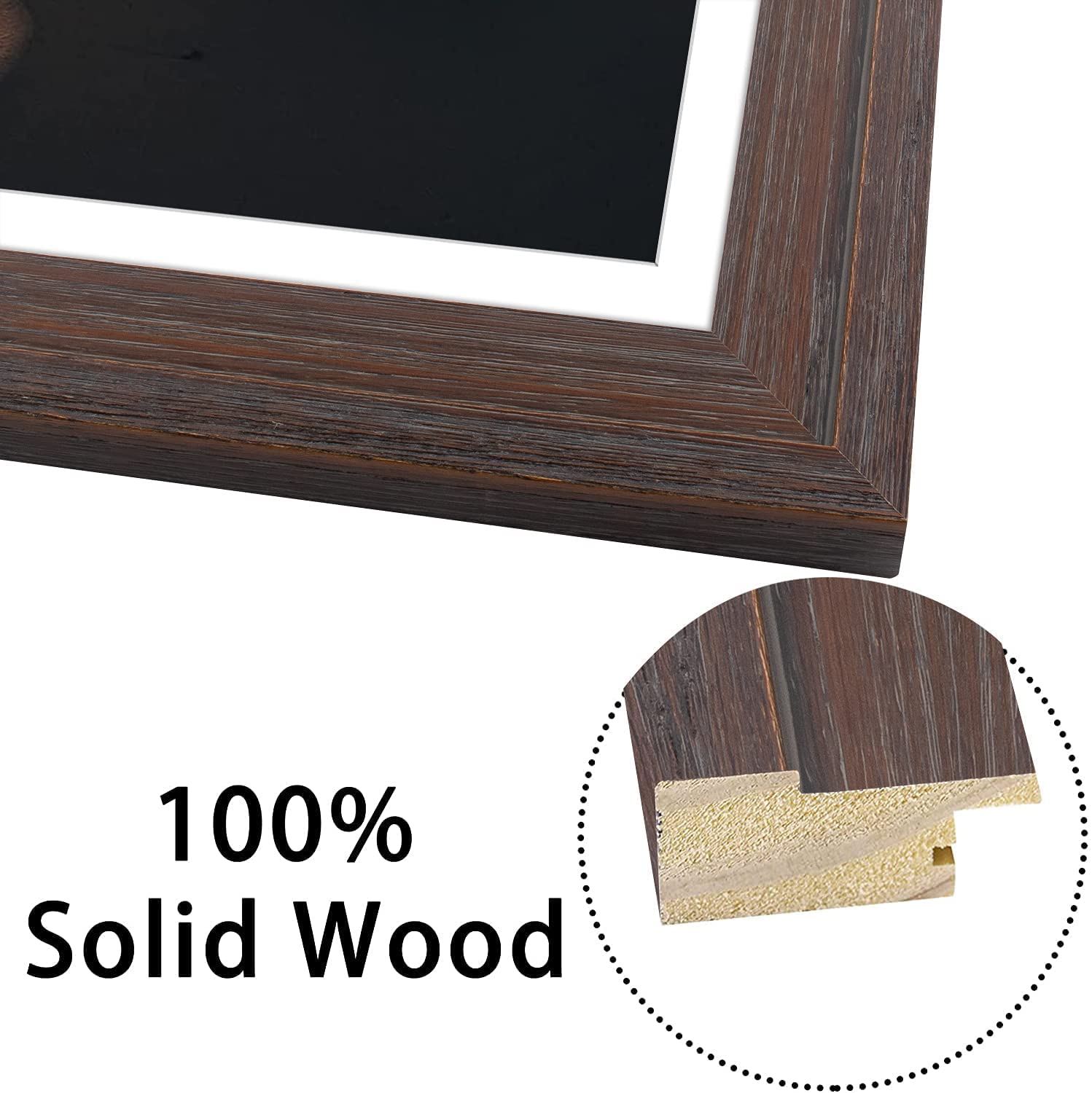 Golden State Art, 13x19 Picture Frame - Displays 11x17 Photo with Mat or 13x19 Without Mat, Wide Moulding Solid Wood Frame for Wall Display, Black