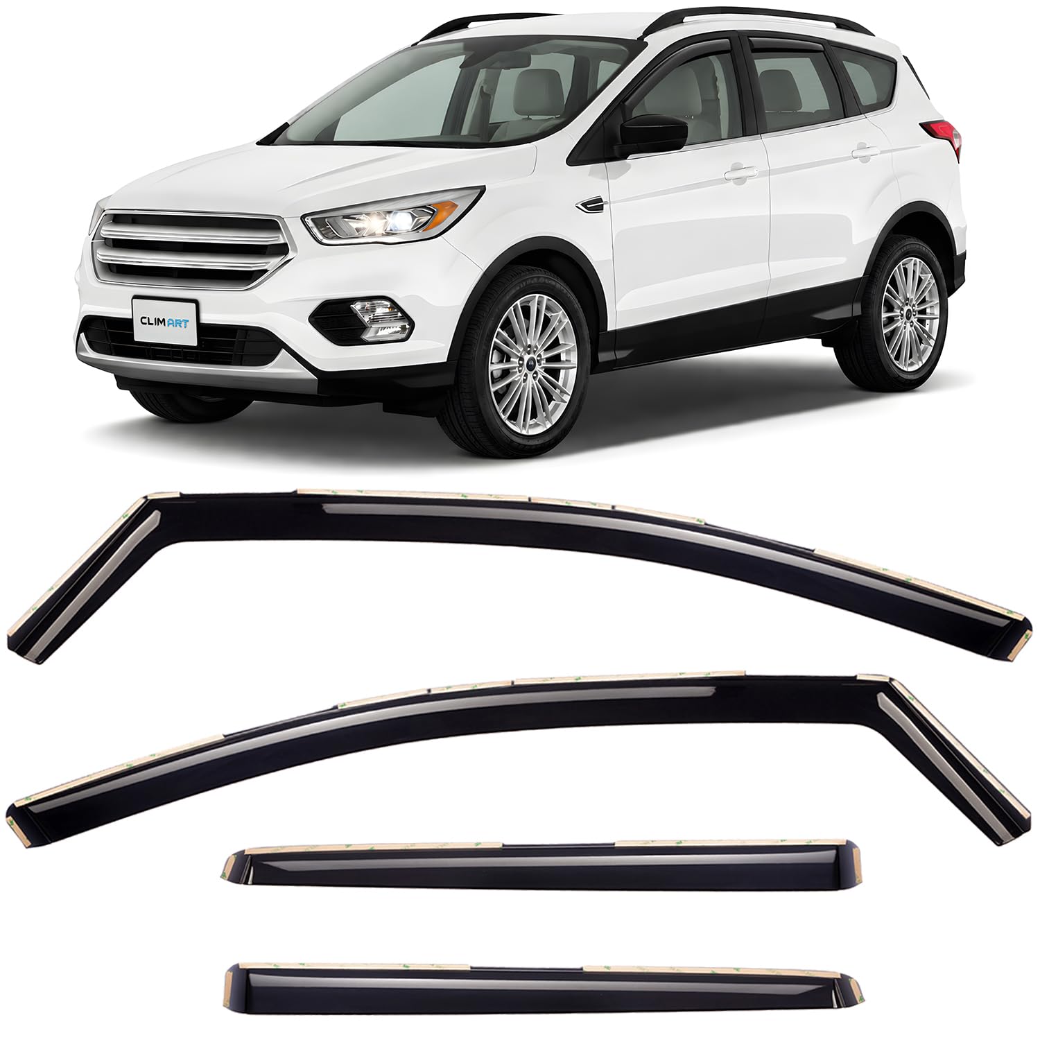CLIM ART in-Channel Incredibly Durable Rain Guards for Honda Accord 2013-2017 Sedan, Original Window Deflectors, Vent Window Visors, Vent Deflector, 4 pcs. - 613274