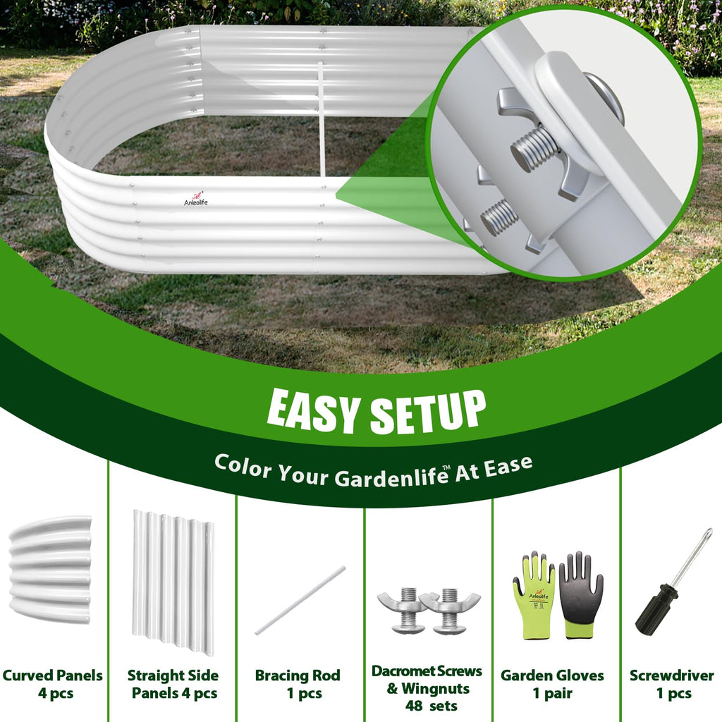A ANLEOLIFE 2-Pack 3ft x 24” Tall Galvanized Raised Garden Beds Outdoor, Round Metal Planter Box for Planting Vegetables Flowers Herb, Anti-Rust & Easy-Setup, Quartz Grey