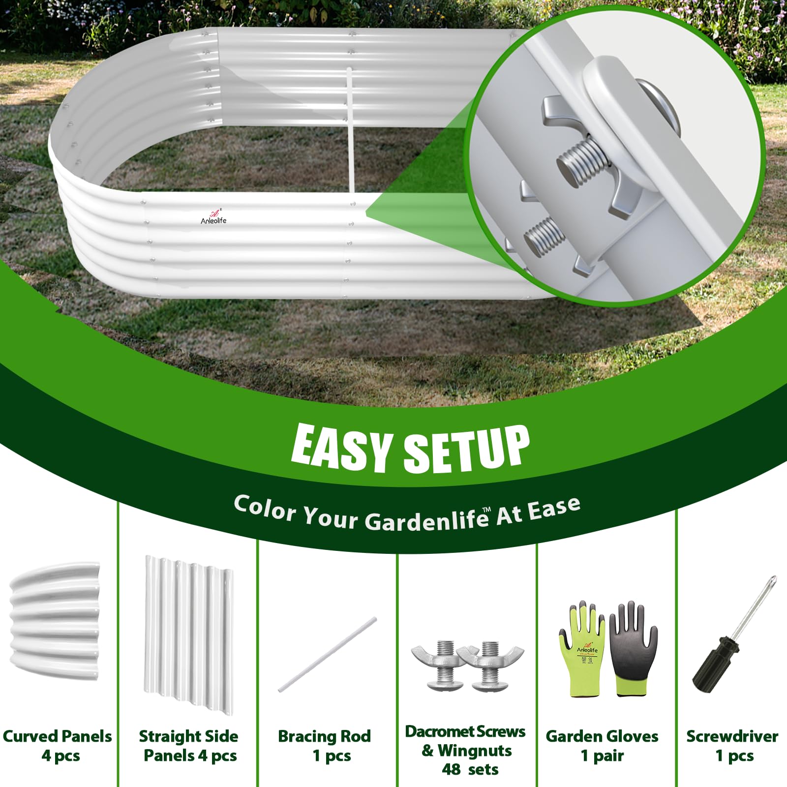 A ANLEOLIFE 2-Pack 3ft x 24” Tall Galvanized Raised Garden Beds Outdoor, Round Metal Planter Box for Planting Vegetables Flowers Herb, Anti-Rust & Easy-Setup, Quartz Grey