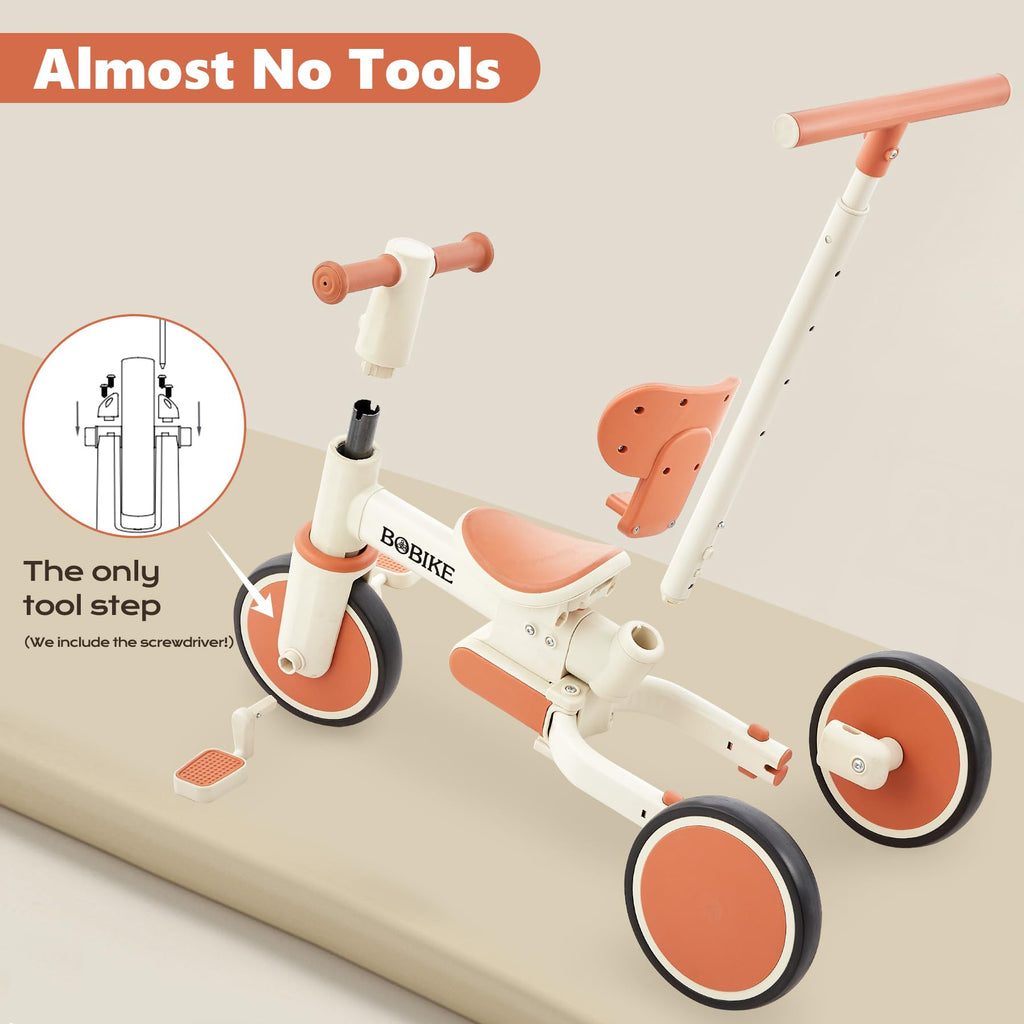 Toddler Bike with Push Handle,Tricycles for 1 to 3 Years Old, Toddler Tricycle with Push Handle for Boy Girl, Baby Balance Bike with Adjustable Seat Height and Removable Pedal (Black)
